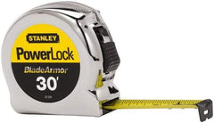 Stanley - 30' x 1" Yellow Blade Tape Measure - 1/16" Graduation, Inch Graduation Style, Silver Case - Exact Tool & Supply