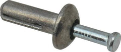 Powers Fasteners - 1/4" Diam, 1/4" Drill, 3/4" OAL, 1-1/8" Min Embedment Hammer Drive Concrete Anchor - Steel (Drive Pin)/Zamac Alloy (Body), Zinc-Plated Finish, Mushroom Head - Exact Tool & Supply