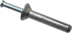 Powers Fasteners - 1/4" Diam, 1/4" Drill, 1-1/2" OAL, 7/8" Min Embedment Hammer Drive Concrete Anchor - Steel (Drive Pin)/Zamac Alloy (Body), Zinc-Plated Finish, Flat Head - Exact Tool & Supply