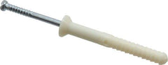 Powers Fasteners - 1/4" Diam, 1/4" Drill, 2" OAL, 1/2" Min Embedment Hammer Drive Concrete Anchor - Nylon (Body)/Steel (Drive Pin), Zinc-Plated Finish, Flat Head - Exact Tool & Supply