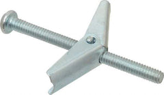 Powers Fasteners - 1/4" Screw, 1/4" Diam, 3" Long, Toggle Bolt Drywall & Hollow Wall Anchor - 5/8" Drill, Zinc Plated, Steel, Grade Zamac 7, Use in Drywall & Wallboard - Exact Tool & Supply
