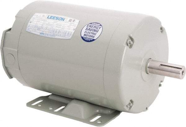 Leeson - 3 Max hp, 3,450 Max RPM, Electric AC DC Motor - 230/460 V Input, Three Phase, 145T Frame, 7/8" Shaft Diam, Rigid Base Mount, TEAO Enclosure - Exact Tool & Supply