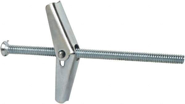 Powers Fasteners - 3/16" Screw, 3/16" Diam, 4" Long, Toggle Bolt Drywall & Hollow Wall Anchor - 1/2" Drill, Zinc Plated, Steel, Grade Zamac 7, Use in Drywall & Wallboard - Exact Tool & Supply