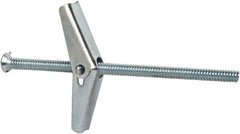 Powers Fasteners - 3/16" Screw, 3/16" Diam, 4" Long, Toggle Bolt Drywall & Hollow Wall Anchor - 1/2" Drill, Zinc Plated, Steel, Grade Zamac 7, Use in Drywall & Wallboard - Exact Tool & Supply
