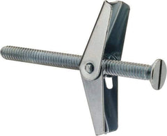 Powers Fasteners - 1/4" Screw, 1/4" Diam, 3" Long, Toggle Bolt Drywall & Hollow Wall Anchor - 5/8" Drill, Zinc Plated, Steel, Grade Zamac 7, Use in Drywall & Wallboard - Exact Tool & Supply