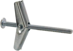 Powers Fasteners - 1/8" Screw, 1/8" Diam, 2" Long, Toggle Bolt Drywall & Hollow Wall Anchor - 3/8" Drill, Zinc Plated, Steel, Grade Zamac 7, Use in Drywall & Wallboard - Exact Tool & Supply