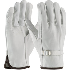 ‎68-153/S Leather Drivers Gloves - Top Grain Cowhide Drivers - Reg Grade - Straight Thumb - Pull Strap - Exact Tool & Supply