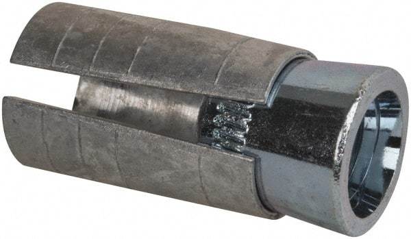 Powers Fasteners - 1/2" Diam, 3/4" Drill, 1-3/4" OAL, 1" Min Embedment Drop-In Concrete Anchor - Steel (Cone)/Zamac Alloy (Body), Zinc-Plated Finish - Exact Tool & Supply