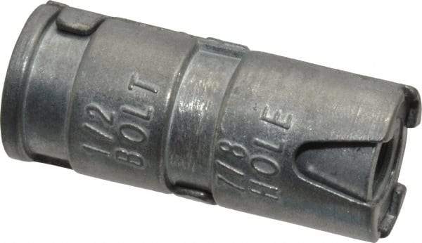Powers Fasteners - 1/2" Diam, 7/8" Drill, 2-1/16" OAL, 2" Min Embedment Single Expansion Concrete Anchor - Zamac Alloy, Flat Head - Exact Tool & Supply
