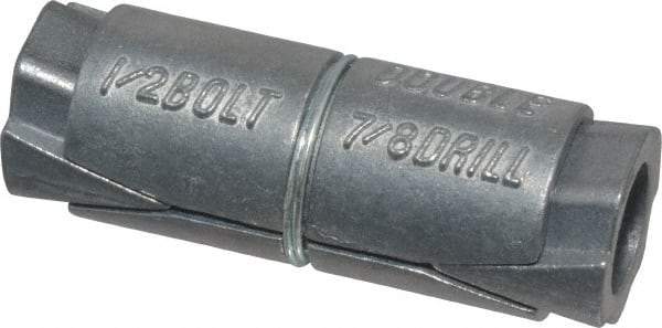 Powers Fasteners - 1/2" Diam, 7/8" Drill, 2-1/2" OAL, 2" Min Embedment Double Expansion Concrete Anchor - Zamac Alloy, Flat Head - Exact Tool & Supply