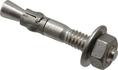 Powers Fasteners - 1/4" Diam, 1/4" Drill, 1-3/4" OAL, 7/8" Min Embedment Wedge Expansion Concrete Anchor - 304 Stainless Steel, Hex Nut Head, Hex Drive, 3/4" Thread Length - Exact Tool & Supply