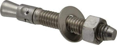 Powers Fasteners - 3/8" Diam, 3/8" Drill, 2-3/4" OAL, 1-1/4" Min Embedment Wedge Expansion Concrete Anchor - 304 Stainless Steel, Hex Nut Head, Hex Drive, 1-5/8" Thread Length - Exact Tool & Supply