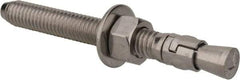 Powers Fasteners - 3/8" Diam, 3/8" Drill, 3-1/2" OAL, 1-1/4" Min Embedment Wedge Expansion Concrete Anchor - 304 Stainless Steel, Hex Nut Head, Hex Drive, 2-3/8" Thread Length - Exact Tool & Supply