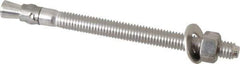 Powers Fasteners - 3/8" Diam, 3/8" Drill, 5" OAL, 2-1/4" Min Embedment Wedge Expansion Concrete Anchor - 304 Stainless Steel, Hex Nut Head, Hex Drive, 3-1/8" Thread Length - Exact Tool & Supply