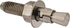 Powers Fasteners - 1/2" Diam, 1/2" Drill, 2-3/4" OAL, 2-1/4" Min Embedment Wedge Expansion Concrete Anchor - 304 Stainless Steel, Hex Nut Head, Hex Drive, 1-3/8" Thread Length - Exact Tool & Supply