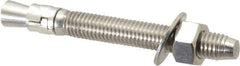 Powers Fasteners - 1/2" Diam, 1/2" Drill, 4-1/2" OAL, Wedge Expansion Concrete Anchor - 304 Stainless Steel, Hex Nut Head, Hex Drive, 3-1/8" Thread Length - Exact Tool & Supply