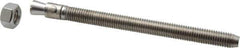 Powers Fasteners - 1/2" Diam, 1/2" Drill, 7" OAL, Wedge Expansion Concrete Anchor - 304 Stainless Steel, Hex Nut Head, Hex Drive, 5-5/8" Thread Length - Exact Tool & Supply