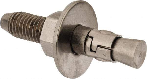 Powers Fasteners - 5/8" Diam, 5/8" Drill, 3-1/2" OAL, Wedge Expansion Concrete Anchor - 304 Stainless Steel, Hex Nut Head, Hex Drive, 2" Thread Length - Exact Tool & Supply