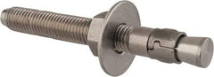 Powers Fasteners - 3/4" Diam, 3/4" Drill, 6-1/4" OAL, Wedge Expansion Concrete Anchor - 304 Stainless Steel, Hex Nut Head, Hex Drive, 4-3/8" Thread Length - Exact Tool & Supply