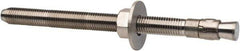 Powers Fasteners - 3/4" Diam, 3/4" Drill, 10" OAL, 1-1/8" Min Embedment Wedge Expansion Concrete Anchor - 304 Stainless Steel, Hex Nut Head, Hex Drive, 8-1/8" Thread Length - Exact Tool & Supply