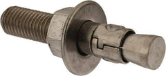 Powers Fasteners - 3/4" Diam, 3/4" Drill, 4-1/4" OAL, 1-1/4" Min Embedment Wedge Expansion Concrete Anchor - 316 Stainless Steel, Hex Nut Head, Hex Drive, 2-3/8" Thread Length - Exact Tool & Supply