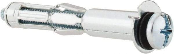 Powers Fasteners - 1/4" Screw, 7/16" Diam, 2-3/4" Long, 5/8 to 1-1/8" Thick, Sleeve Drywall & Hollow Wall Anchor - 7/16" Drill, Zinc Plated, Steel, Grade 5, Use in Concrete, & Masonry, Drywall, Plywood & Wallboard - Exact Tool & Supply
