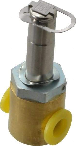 Parker - 1/4" Port, Two Way, Direct Acting, Brass Solenoid Valve - Normally Closed, 300 Max PSI, NBR Seal - Exact Tool & Supply