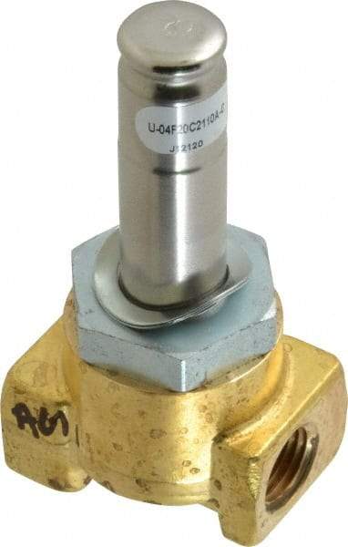 Parker - 1/4" Port, Two Way, Direct Acting, Brass Solenoid Valve - Normally Closed, 150 Max PSI, NBR Seal - Exact Tool & Supply