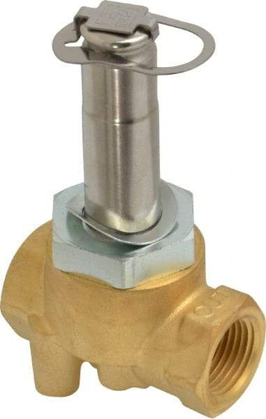 Parker - 3/8" Port, Two Way, Direct Acting, Brass Solenoid Valve - Normally Closed, 150 Max PSI, NBR Seal - Exact Tool & Supply