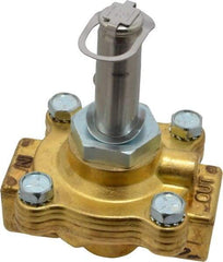 Parker - 1/2" Port, Two Way, Direct Acting, Brass Solenoid Valve - Normally Closed, 15 Max PSI, NBR Seal - Exact Tool & Supply