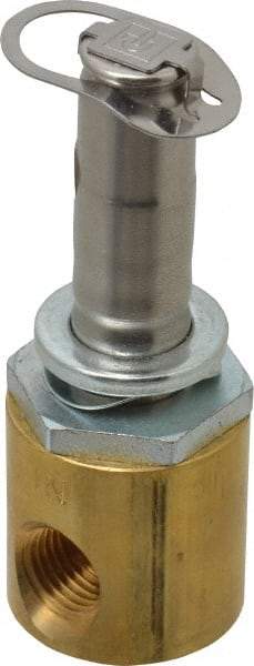 Parker - 1/4" Port, Two Way, Direct Acting, Brass Solenoid Valve - Normally Open, 300 Max PSI, NBR Seal - Exact Tool & Supply
