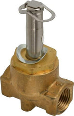 Parker - 3/8" Port, Two Way, Piloted Diaphragm, Brass Solenoid Valve - Normally Closed, 300 Max PSI, NBR Seal - Exact Tool & Supply