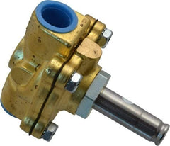 Parker - 1/2" Port, Two Way, Piloted Diaphragm, Brass Solenoid Valve - Normally Closed, 300 Max PSI, NBR Seal - Exact Tool & Supply
