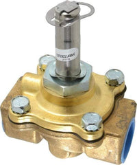 Parker - 3/4" Port, Two Way, Piloted Diaphragm, Brass Solenoid Valve - Normally Closed, 150 Max PSI, NBR Seal - Exact Tool & Supply