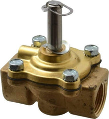 Parker - 3/4" Port, Two Way, Piloted Diaphragm, Brass Solenoid Valve - Normally Closed, 125 Max PSI, NBR Seal - Exact Tool & Supply