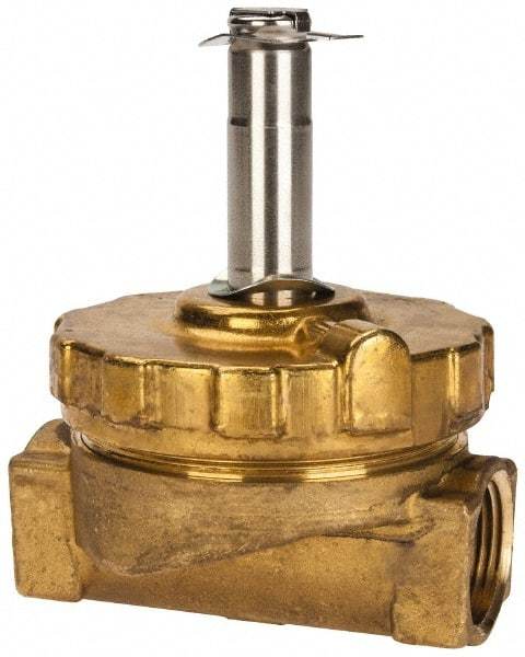Parker - 3/4" Port, Two Way, Piloted Diaphragm, Brass Solenoid Valve - Normally Closed, 300 Max PSI, NBR Seal - Exact Tool & Supply