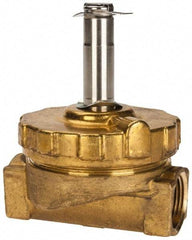 Parker - 3/4" Port, Two Way, Piloted Diaphragm, Brass Solenoid Valve - Normally Closed, 300 Max PSI, NBR Seal - Exact Tool & Supply