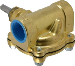 Parker - 1" Port, Two Way, Piloted Diaphragm, Brass Solenoid Valve - Normally Closed, 125 Max PSI, NBR Seal - Exact Tool & Supply