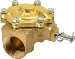 Parker - 1-1/2" Port, Two Way, Piloted Diaphragm, Brass Solenoid Valve - Normally Closed, 150 Max PSI, NBR Seal - Exact Tool & Supply