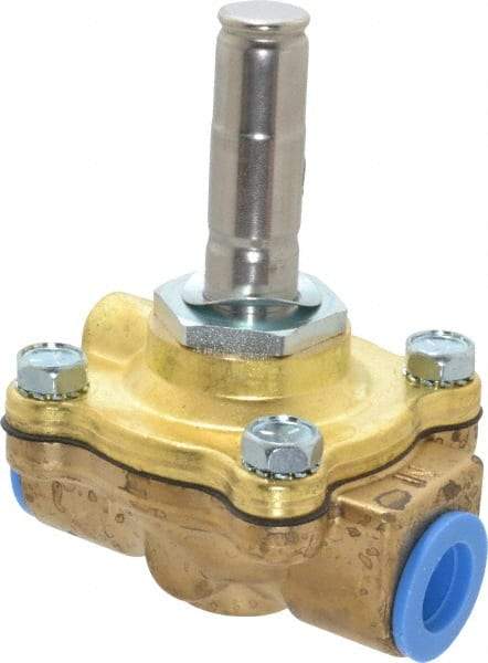 Parker - 3/8" Port, Two Way, Piloted Diaphragm, Brass Solenoid Valve - Normally Open, 150 Max PSI, NBR Seal - Exact Tool & Supply