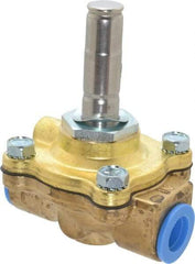 Parker - 3/8" Port, Two Way, Piloted Diaphragm, Brass Solenoid Valve - Normally Open, 150 Max PSI, NBR Seal - Exact Tool & Supply