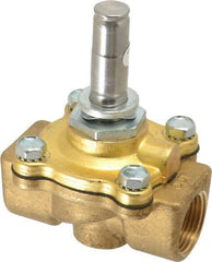 Parker - 3/4" Port, Two Way, Piloted Diaphragm, Brass Solenoid Valve - Normally Open, 150 Max PSI, NBR Seal - Exact Tool & Supply