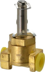 Parker - 1/8" Port, Three Way, Direct Acting, Brass Solenoid Valve - Normally Closed, 200 Max PSI, NBR Seal - Exact Tool & Supply