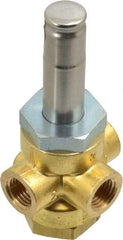 Parker - 1/4" Port, Three Way, Direct Acting, Brass Solenoid Valve - Normally Closed, 85 Max PSI, NBR Seal - Exact Tool & Supply