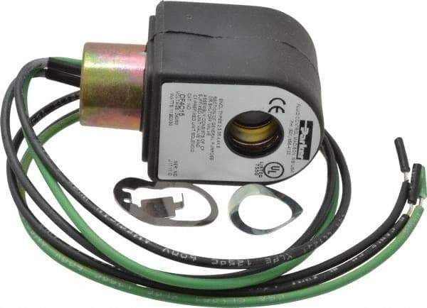 Parker - 240 Volt, 18 Coil Lead Length, Class F, Solenoid Coil - 11.0 Watt, NEMA 4X Enclosure, Use with Parker Skinner Gold Ring Series Valves - Exact Tool & Supply