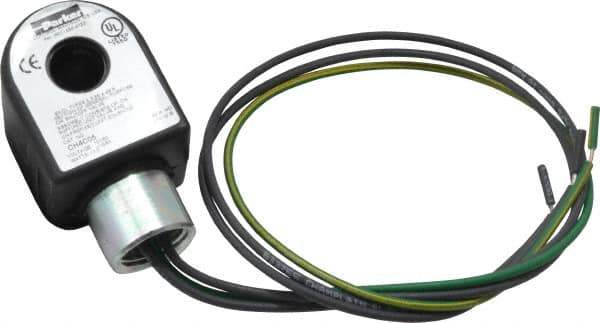 Parker - 120 Volt, 18 Coil Lead Length, Class H, Solenoid Coil - 11.0 Watt, NEMA 4X Enclosure, Use with Parker Skinner Gold Ring Series Valves - Exact Tool & Supply