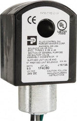 Parker - 24 Volt, 18 Coil Lead Length, Class F, Solenoid Coil - 9.5 Watt, NEMA 4X Enclosure, Use with Parker Skinner Gold Ring Series Valves - Exact Tool & Supply
