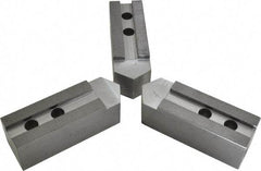 H & R Manufacturing - 1.5mm x 60° Serrated Attachment, Square Soft Lathe Chuck Jaw - 3 Jaws, Steel, 1.69" Btw Mount Hole Ctrs, 7-1/2" Long x 2-1/2" Wide x 2-1/2" High, 0.866" Groove, 20mm Fastener - Exact Tool & Supply