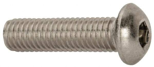 Value Collection - M8x1.25 Metric Coarse Hex Socket Drive, Button Screw - Grade 18-8 Stainless Steel, Partially Threaded, 30mm Length Under Head - Exact Tool & Supply