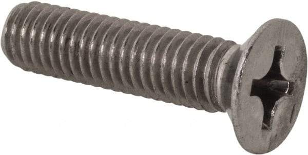 Value Collection - M6x1.00 Metric Coarse, 25mm OAL Phillips Drive Machine Screw - Flat Head, Grade 18-8 Stainless Steel, Uncoated, Without Washer - Exact Tool & Supply